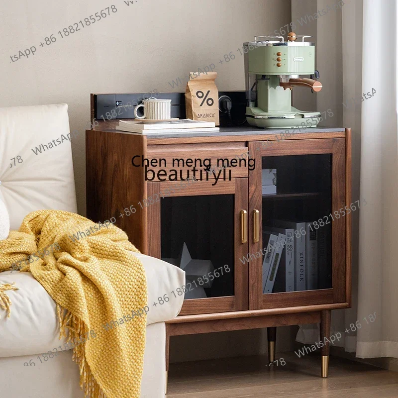 G153 North American black walnut dining side cabinet solid wood locker multi-functional side cabinet,rock slab coffee and tea ca
