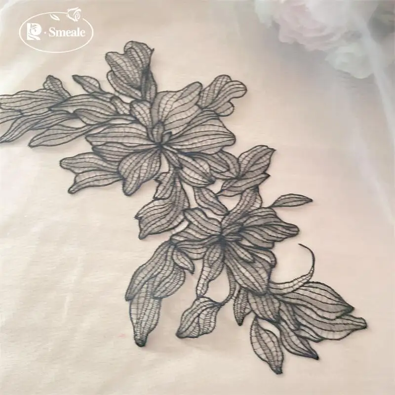 10 Stück/5 Paar Weiße Fischfaden-Blumen, Spiegelblumen-Aufnäher, DIY Handarbeit Braut-Kopfschmuck Zubehörmaterial RS252182 – Detail 6