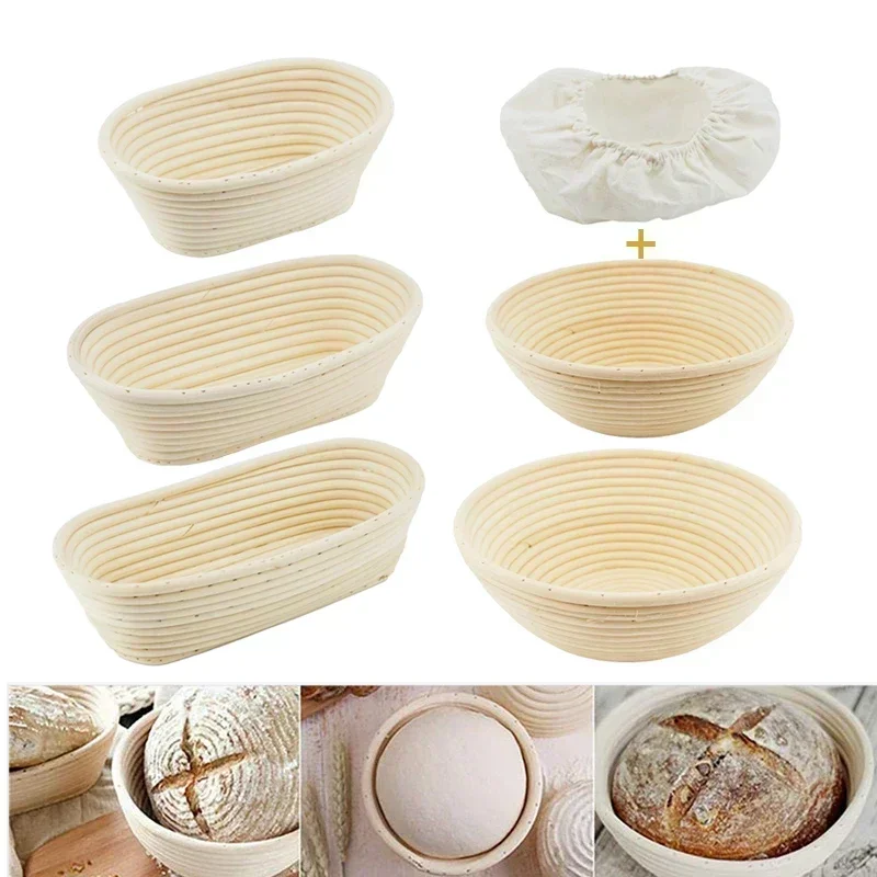 Round /Oval Natural Bread Rattan Fermentation Basket Bread Dough Wicker Rattan Mass Proofing Proving Baskets Kitchen Tools