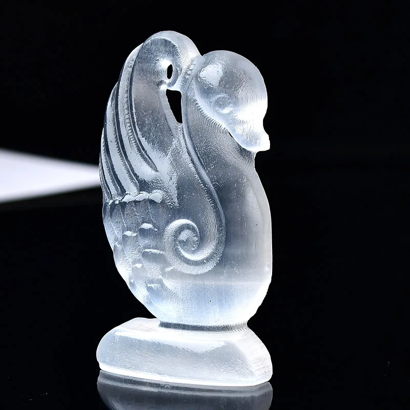 1PC Natural White  Selenite Swan Carved Animal Crafts Reiki Mineral Healing Stone Collectible Home Decor Gift