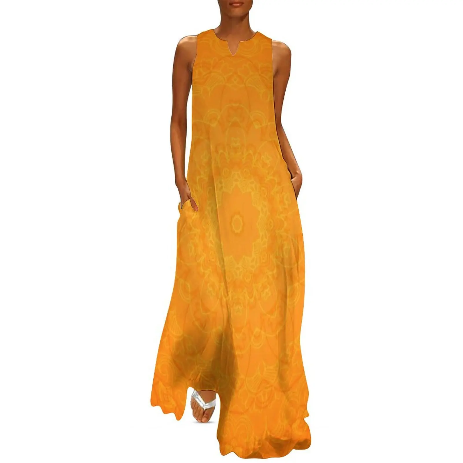 

Radiant Orange Mandala Pattern Long Dress birthday dress dresses korean style bandage dress