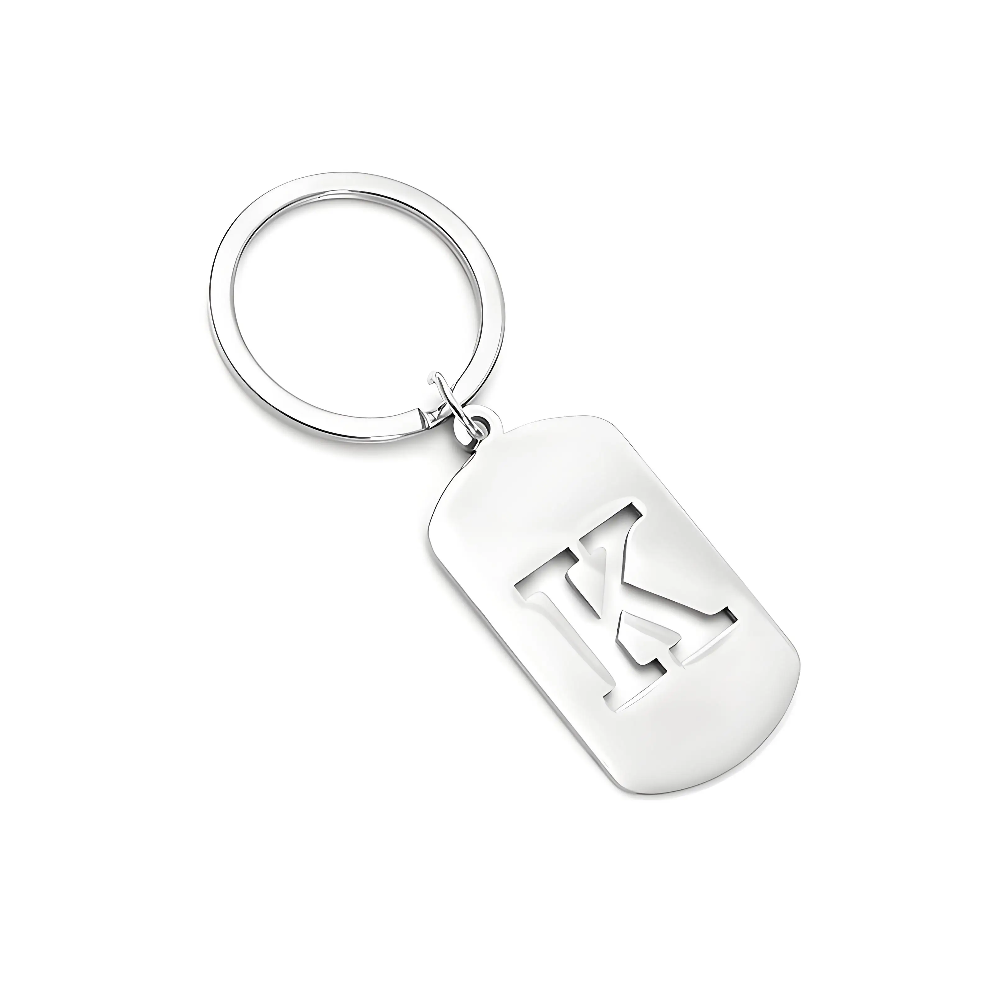 Personalized Initial Letter Keychain, Stainless Steel Alphabet Pendant Key Ring, Custom Monogram Gift for Men Women