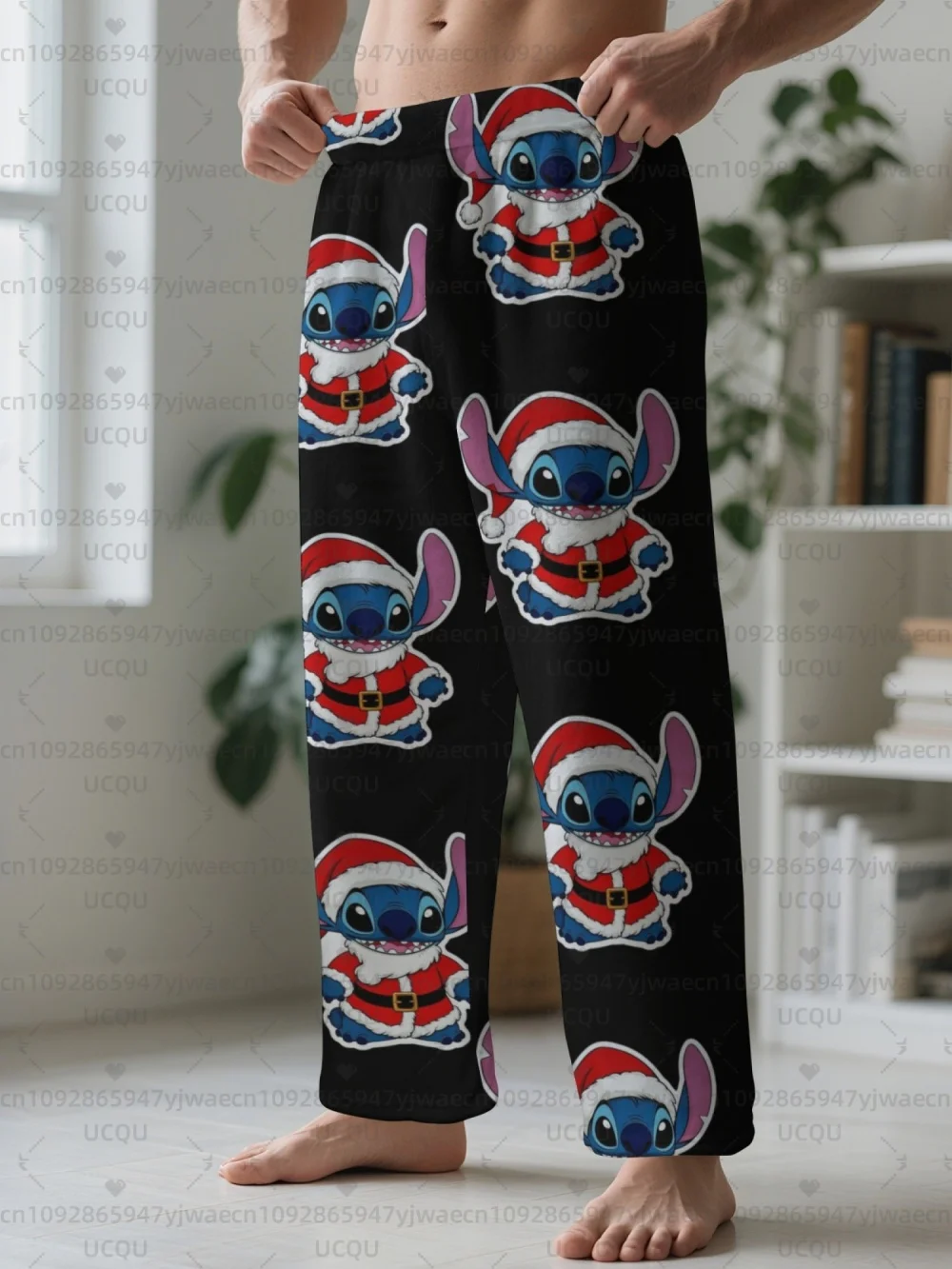 

Autumn and Winter Men's Flannel Pajama Pants Christmas Pajama Pants Fleece Pajama Women Sleep Pants Stitch