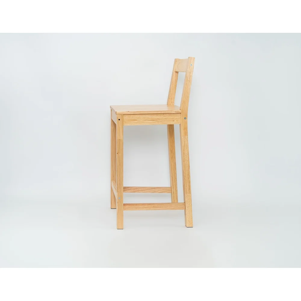 Indoor Counter Stools Set of 2 Pine Wood Backrest Bar Chairs Durable Comfortable Design Dining Kitchen Workspace