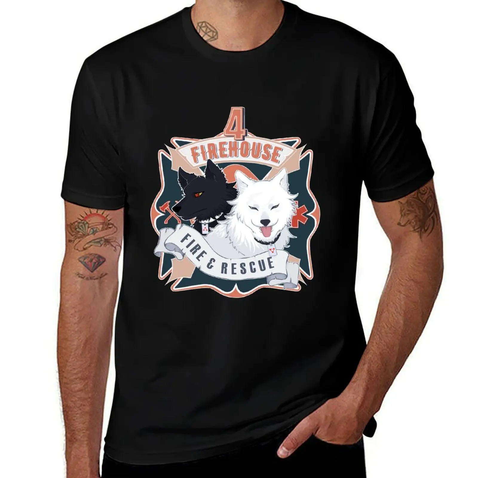 

Front and Center! Pink Firehouse 4 Station Crest T-Shirt t shirt for man t shirt man cotton T-Shirt