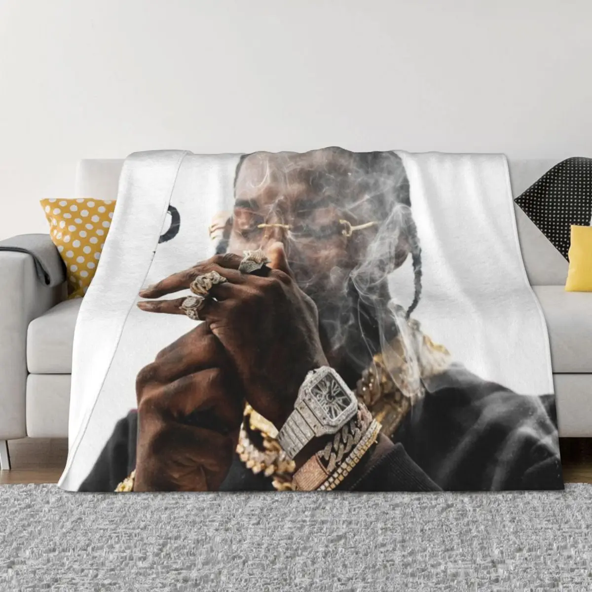 

Smoke The Woo Throw Blanket Soft Big Thermal Plaid on the sofa Luxury Thicken Blankets