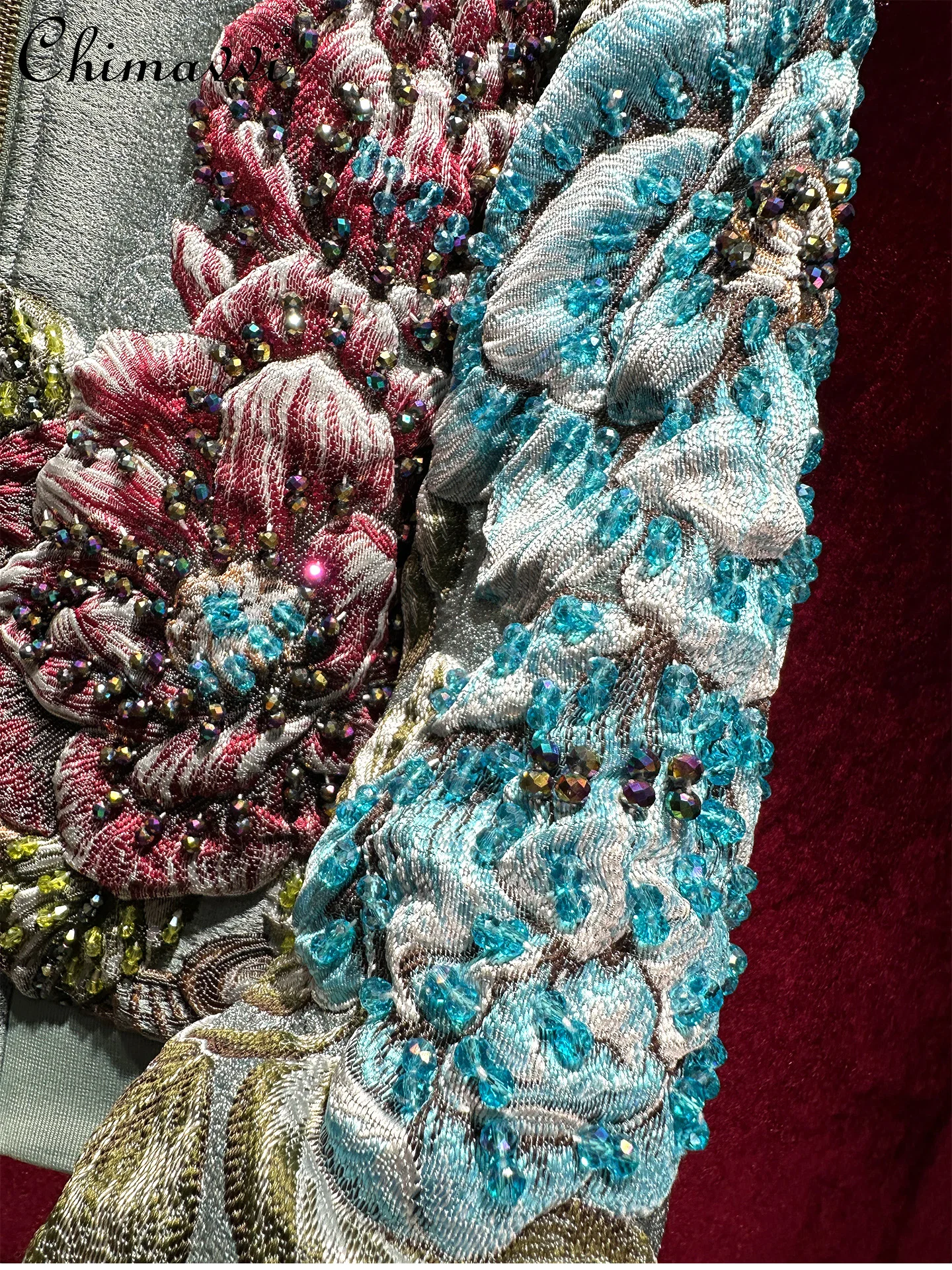 High-end Heavy Embroidery Jacquard Beaded Luxurious Jacket Coat Baseball Jacket Women Autumn New Fashion Retro Elegant Coat Top