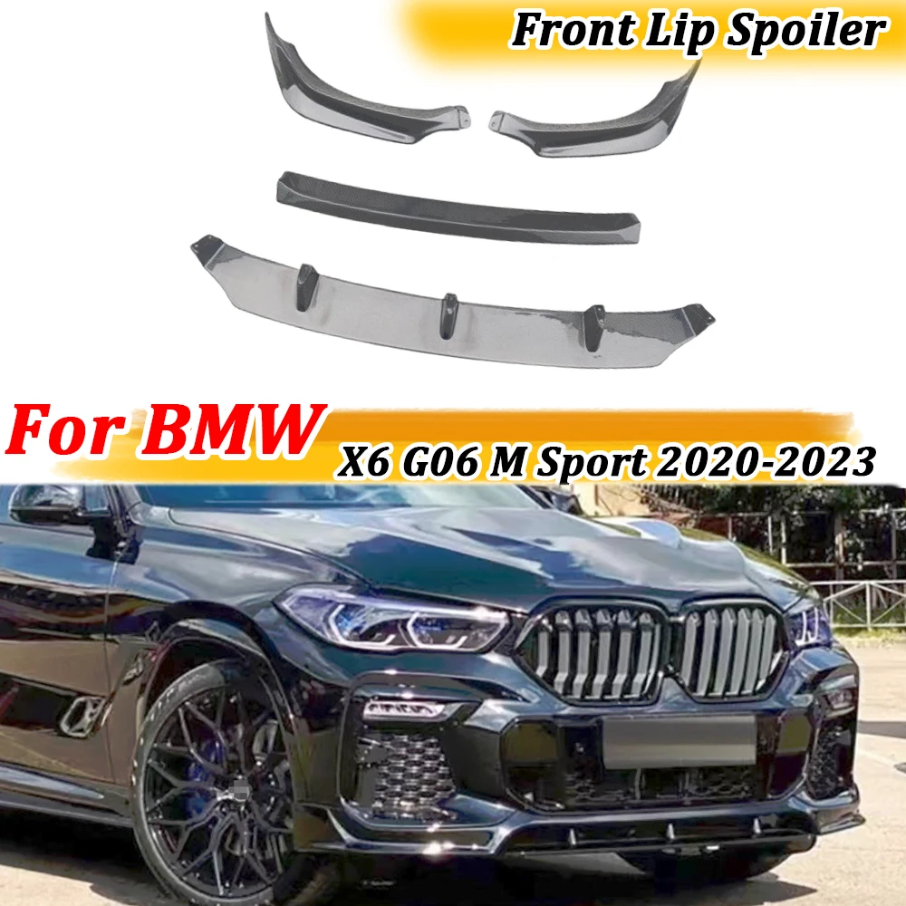 

Carbon Fiber Front Bumper Lip Spoiler For BMW X6 G06 M Sport 2020 2021 2022 2023 ABS Front Chin Spoiler Body Kit Car Accessories