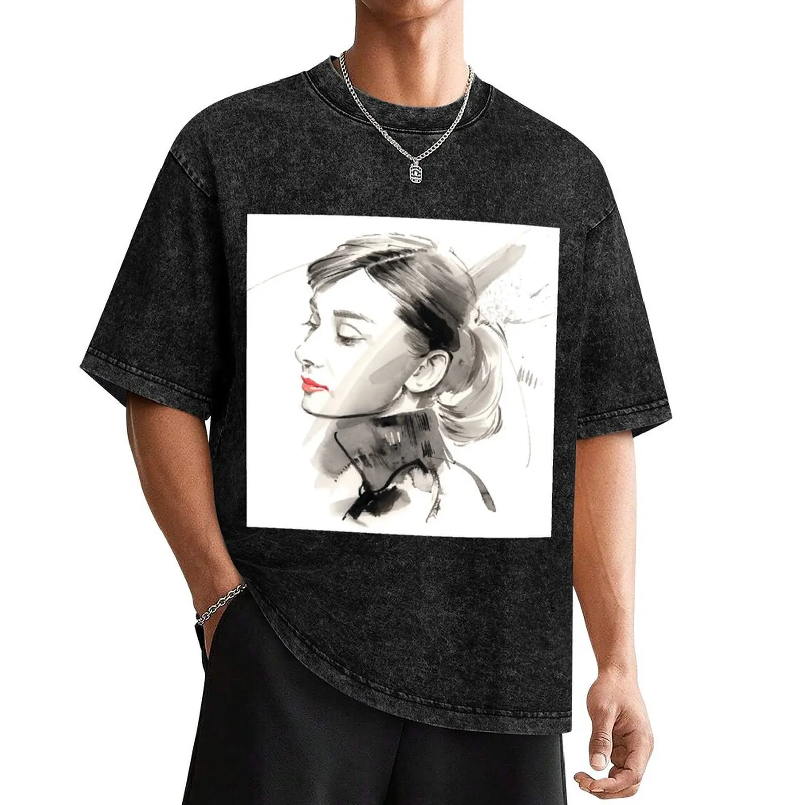 オードリー・ヘップバーン Tシャツ速乾性カスタムシャツ Tシャツ男性用