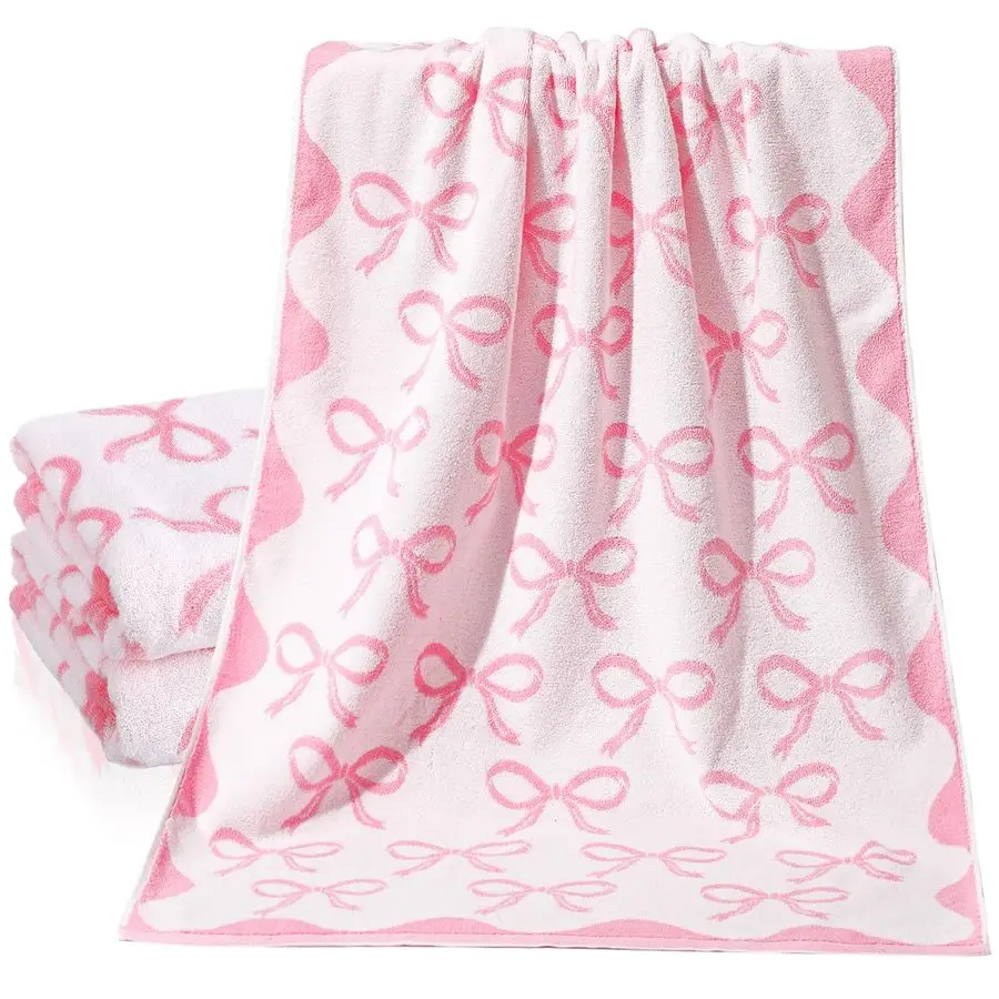 

Pcs Pink Bow Bathroom Towels 100 Cotton Coquette Bow Bath Towels 28 x 55 Inch Absorbent Soft Preppy Bathroom Decor for Spa Gym K