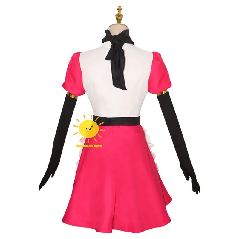 2025 11 애니메이션 호텔 Hazbin 코스프레 의상 빨간 드레스 앞치마 Niffty 할로윈 카니발 파티 Cos Adult Wome