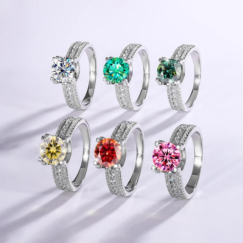 

Luxury 2-5ct Color Moissanite Women Ring with Certificate Passed Diamond Test High Jewelry Gift S925 Silver