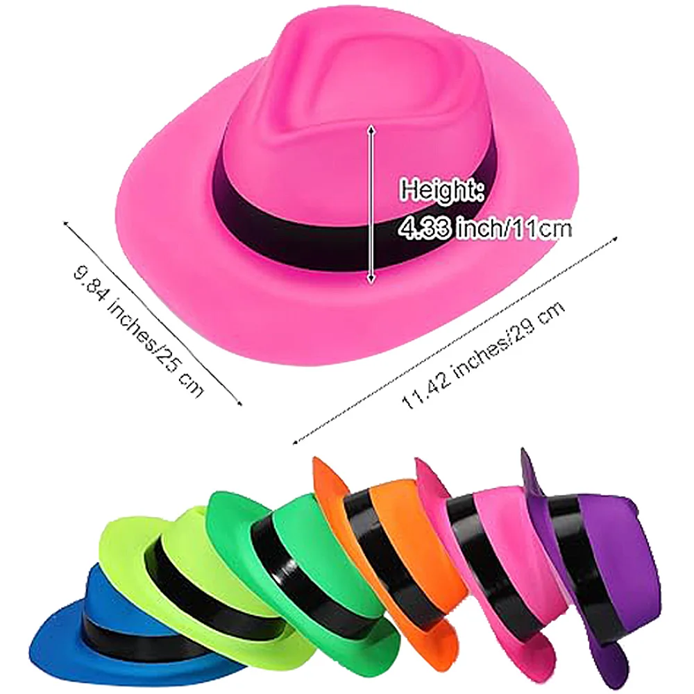 6 12 24 30Pack Neon Party Formal Hats Plastic Fluorescent Hat Glow in The UV Light Party Disco 8090S Party Decorations Supplies