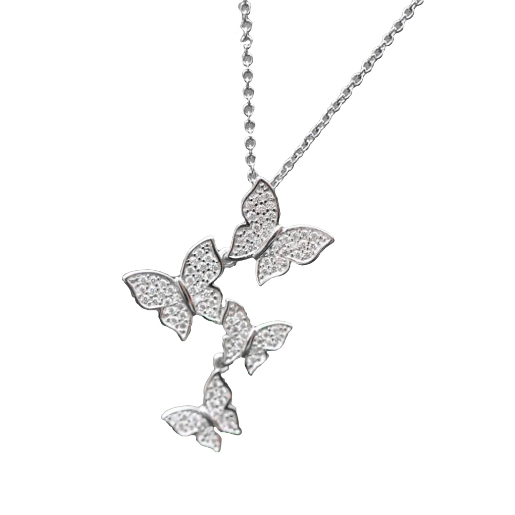 

Elegant Butterfly Pendant Necklace 925 Sterling Silver Women'S Fashion Jewelry Clavicle Chain Gift For Valentine'S Day