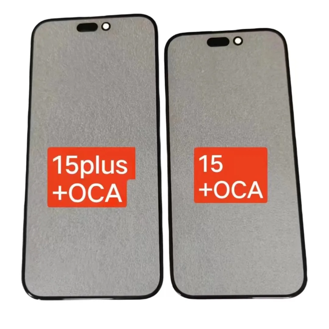 5PCS Glass With OCA For iPhone 15 15Plus 15Pro 15 Pro Max Broken LCD Screen Panel Rechange Repair Part /Not Tempered Film