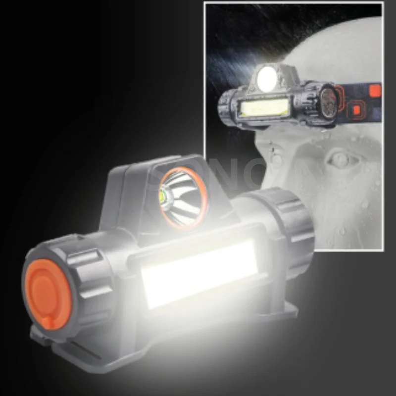LED Headlamp Flashlight Head Lamp USB Built-in Rechargeable Waterproof Headlight Torch with Light 2 Lighting Modes