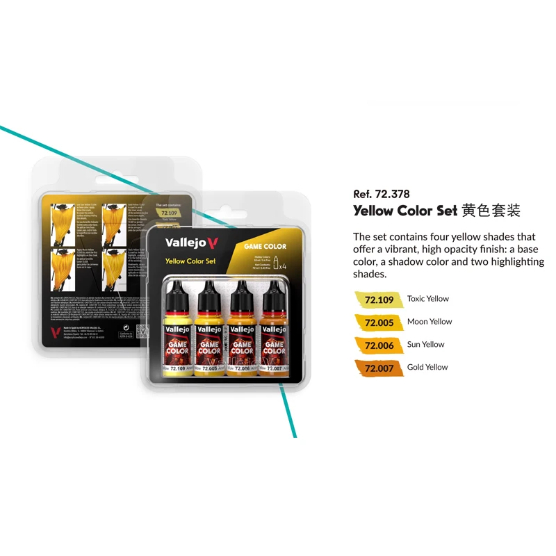 Water-based Paint Vallejo AV  GAME COLOR  Game Color Basic Highlight Shadow 4 Colors 72376~385 Tool Hobby
