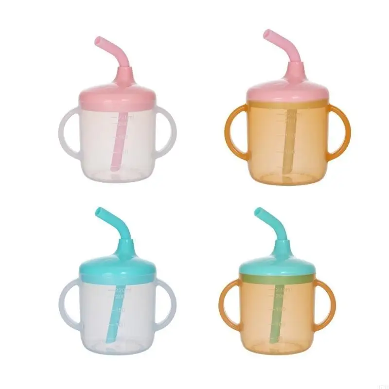 97BE Infant Learning Cup Feature 220ml Capacity Drinking Cup Leak Resistant Lid and Gentle Straw for Daily Home