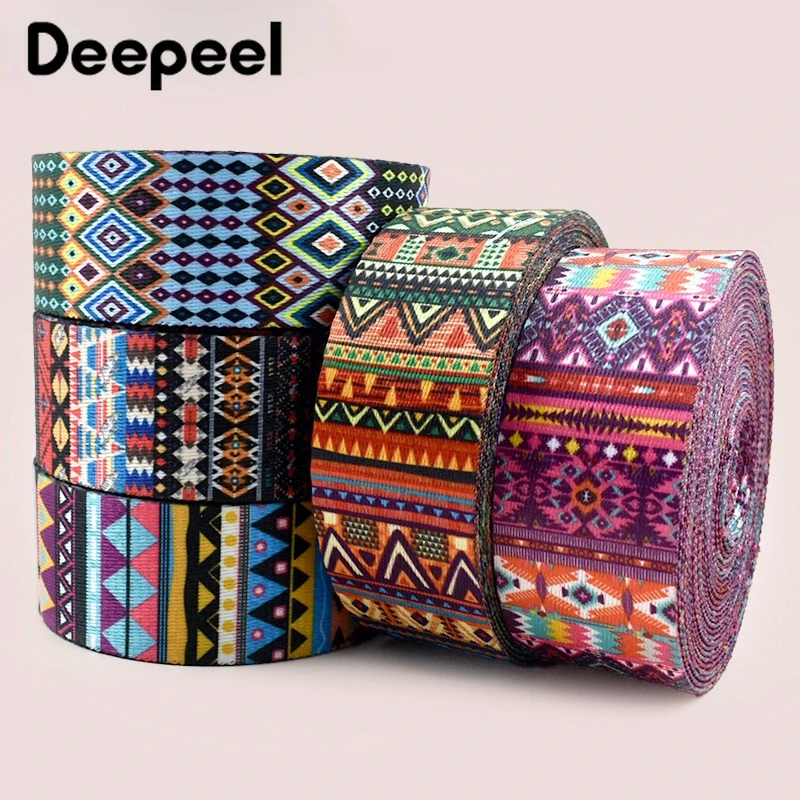 

2/5M 38/50mm Ethnic Jacquard Webbing Tape for Shoulder Bag Strap Bias Binding Clothing Decorative Ribbon Band Sewing Accessories