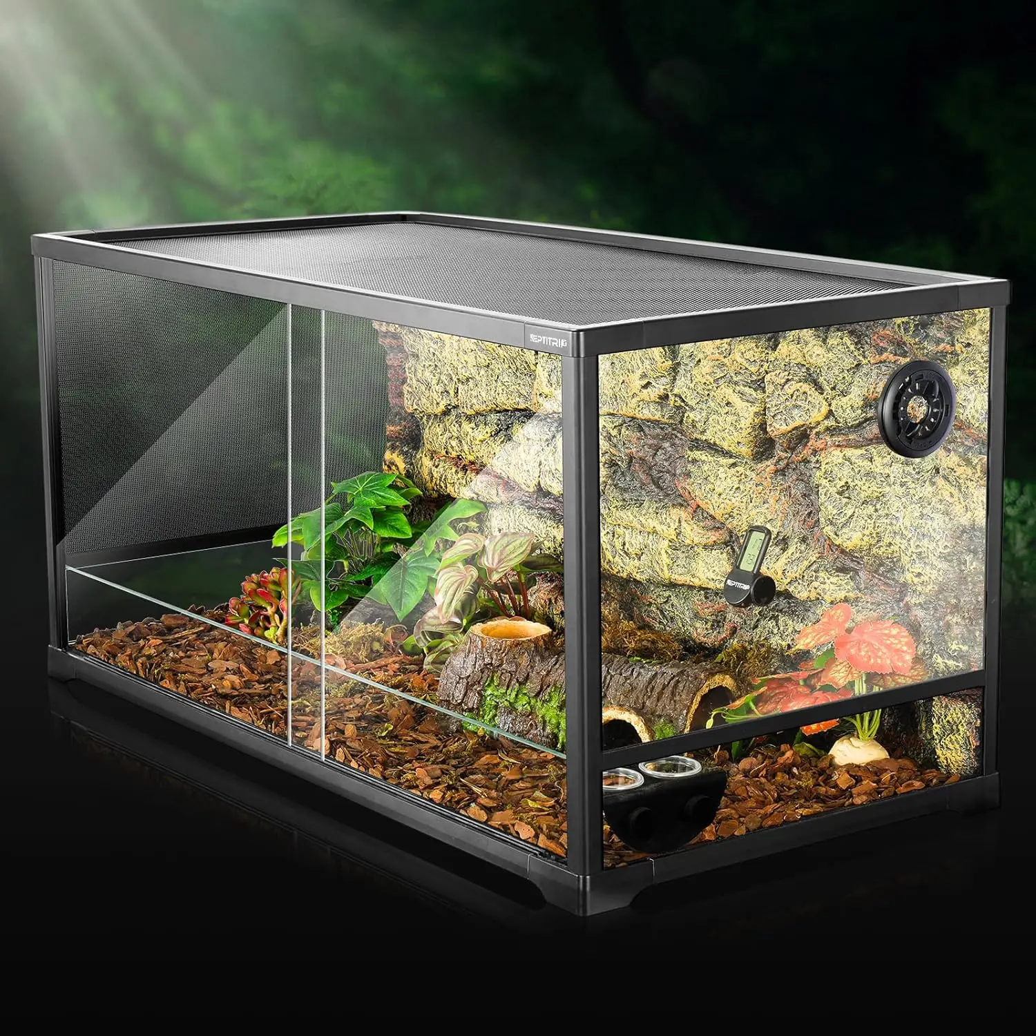 Stackable Bearded Dragon Tank, Snake Enclosure with Tempered Glass, Wheel Mountable