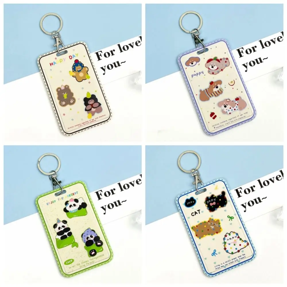 

Kawaii ABS Animal Card Holder Sliding Cover Translucent Window Picture Protector Sleeves Photo Display Holder Elevator Card