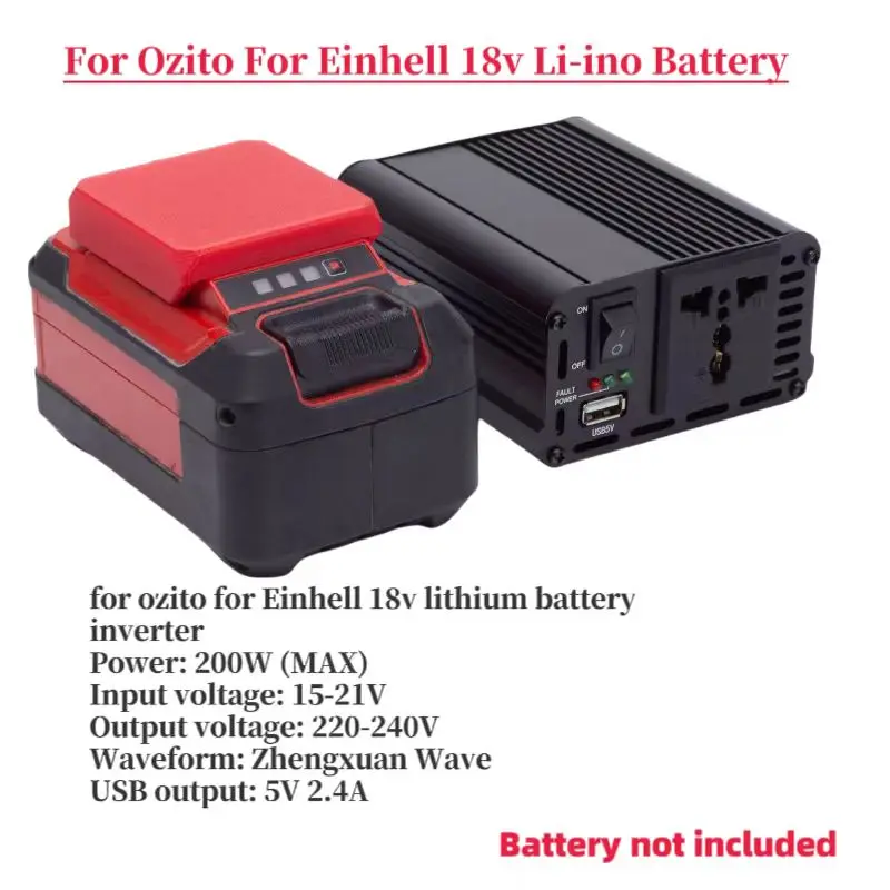 For Ozito  Inverter For Einhell Inverter 18v 200W  Power Tool Battery - Input voltage 15v-21v Output voltage (No Bttery)