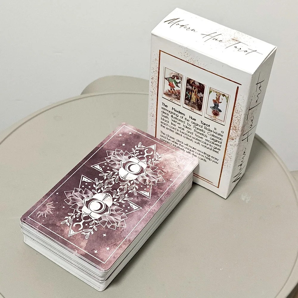 Baralho de Tarot Modern Hue - 78 Cartas de Tarot em Aquarela 12*7cm Baseadas em Imagens RWS - Cartas de Divinação Estéticas com Relevo Duplo