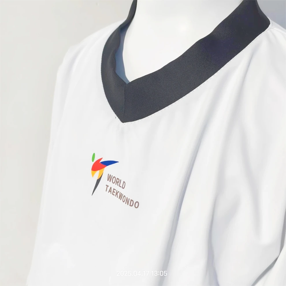 New HOT SALE Tight-Fitting Taekwondo Uniforms Quick-Drying Stretchable 110-200cm Kids Adults Black White Collar Beginner Suit - view 4
