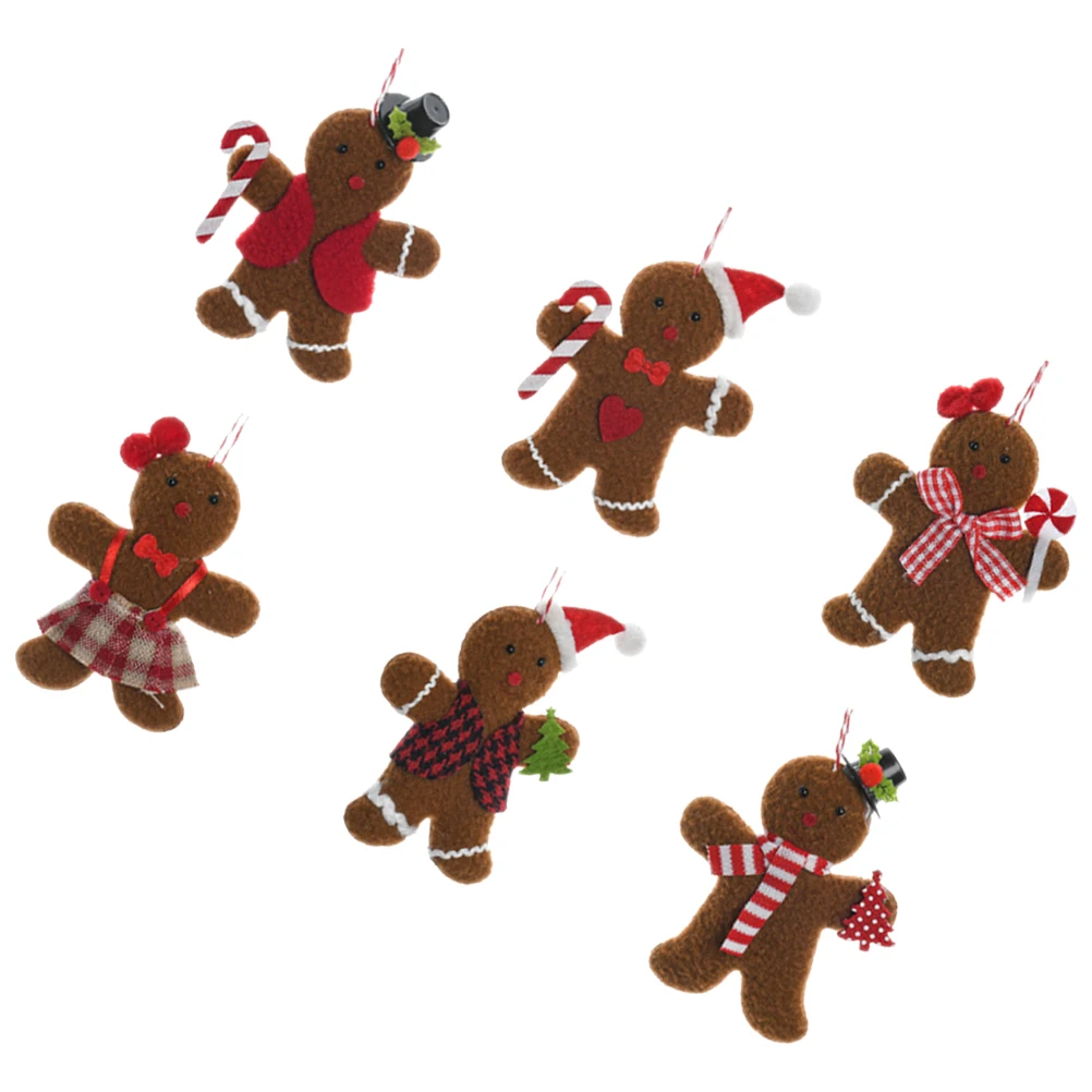 

6 Pcs Hanging Home Xmas Tree Xmas Tree Hanging Gingerbread Man Party Festive Decor nament Decor Party Scene Reusable