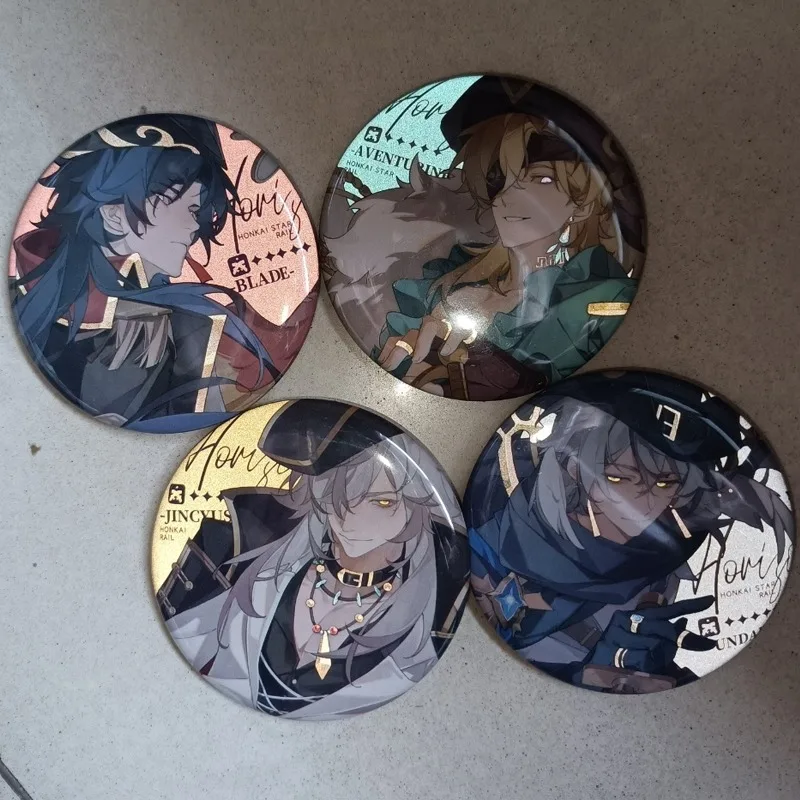 4 قطع لعبة هونكاي: ستار السكك الحديدية Balladeer بليد الأحد كاكافاشا افينتورين جينغ يوان 58 مللي متر شارة عاكسة بروش دبوس #1