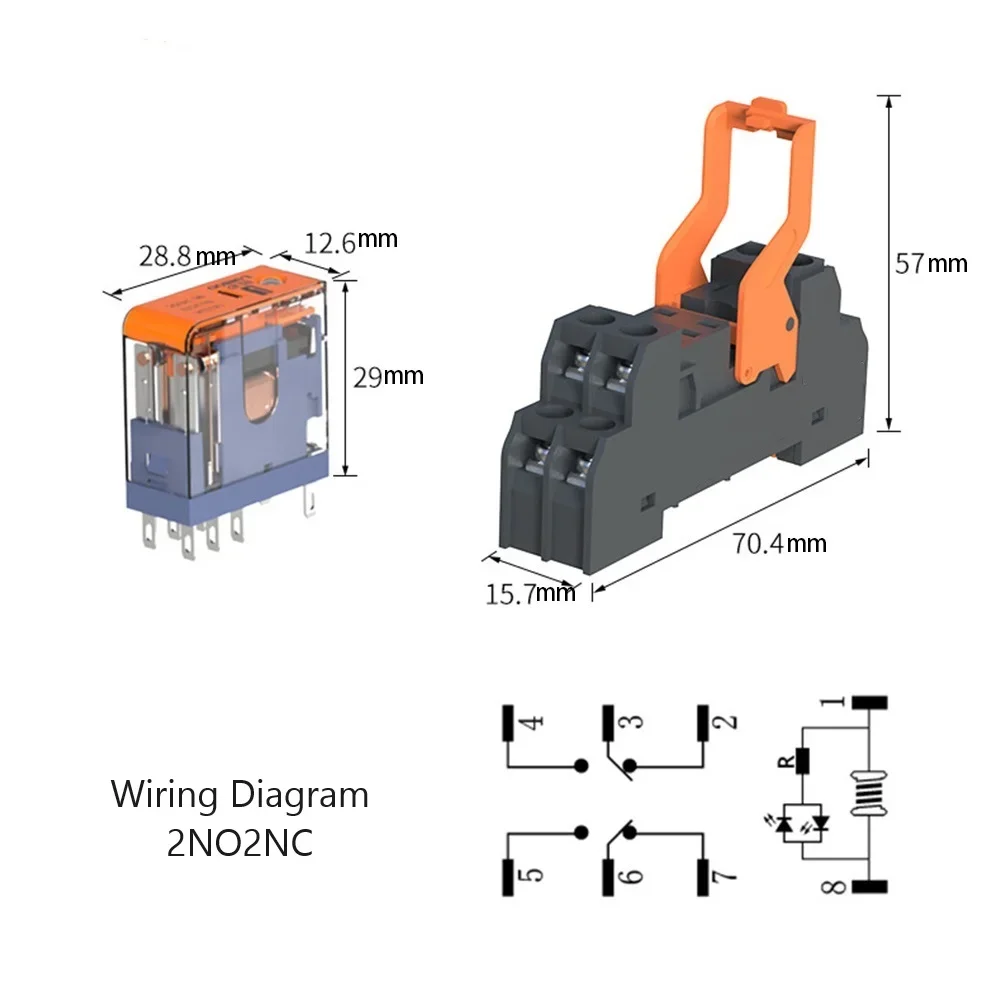 DC24V Relay Electromagnetic Power Coil Relay 2NO2NC With Indicator 8Pin Base Electrical Equipment Supplies