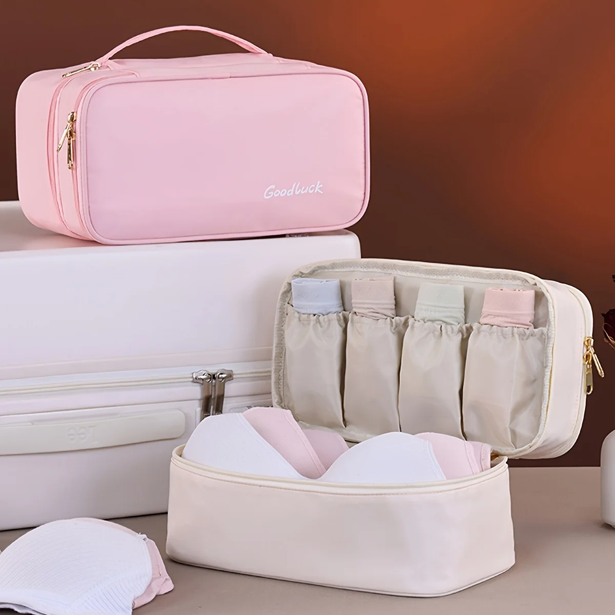 PU Three-layer Underwear Storage Bag Portable Business Travel Bra Socks Bags Makeup And Toiletries Organizing Bag