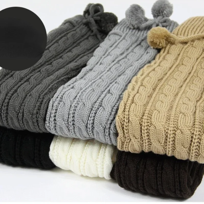 1 paire femmes automne hiver épais chaud tricoté genou chaussette couverture à la mode rayures doux confortable élastique chaussettes décontractées femme