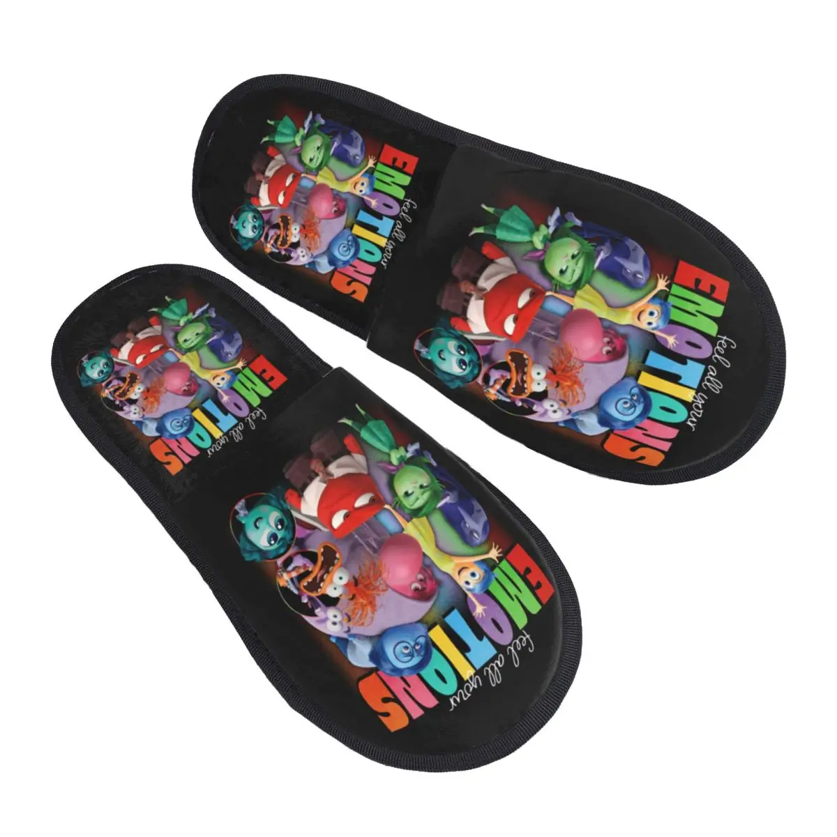 Custom Inside Out Feel Emotions House Slippers Women Soft Memory Foam Slip On Bedroom Slipper Shoes