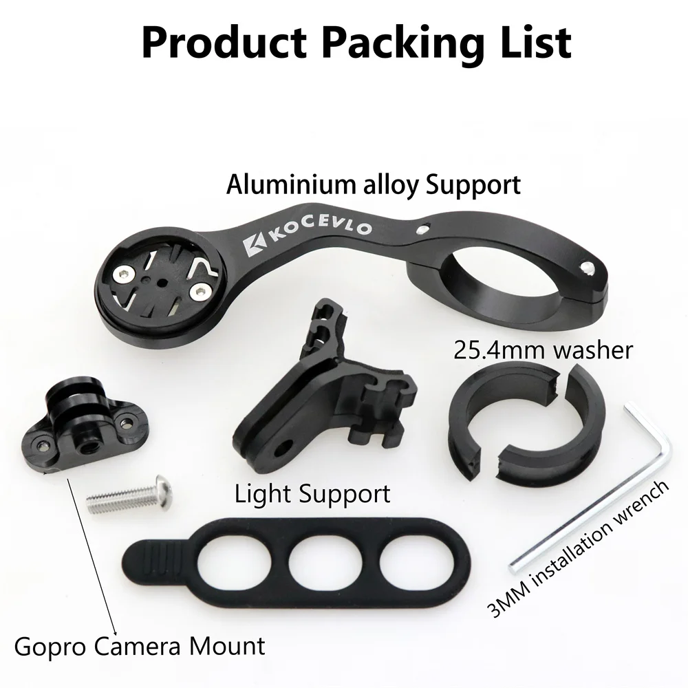 KOCEVLO Bicycle Aluminium Computer Extended Out Front Stand Handlebar Mount Camera Bracket Fits GoPro Sports Camera For  Garmin