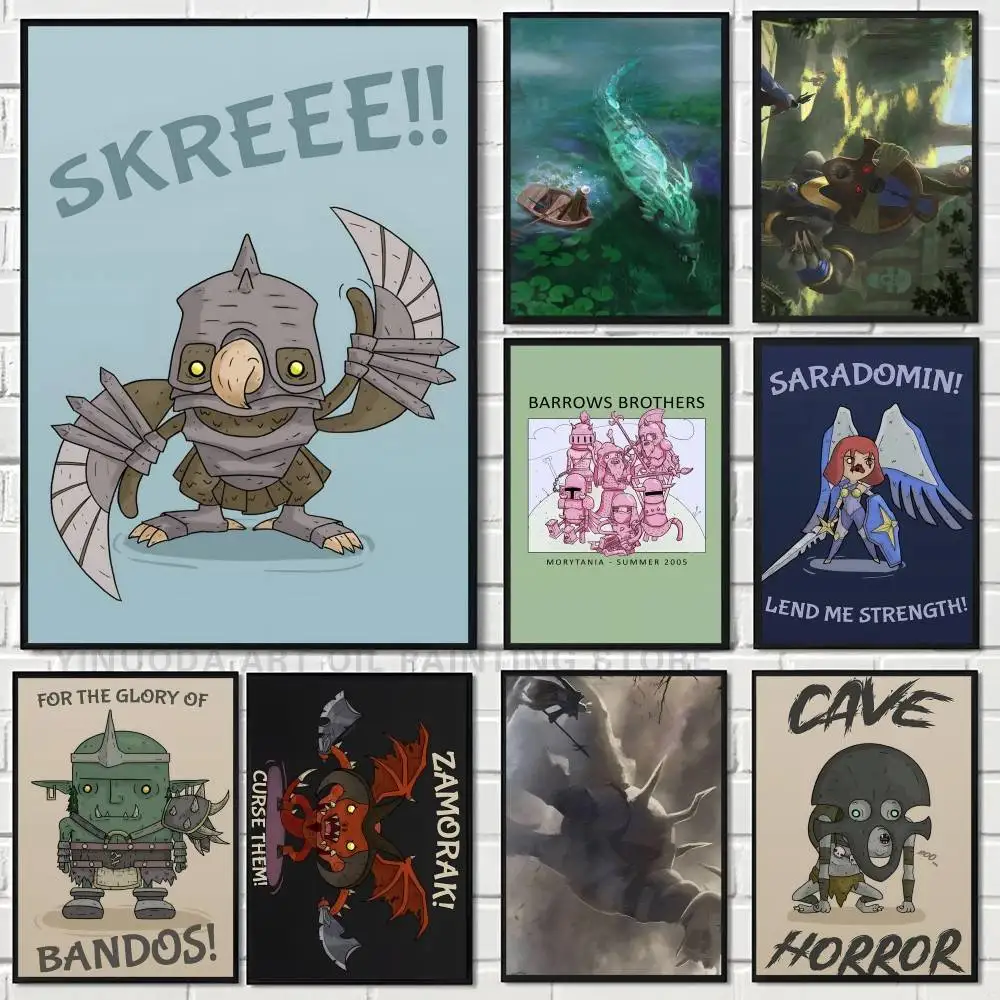 Runescape Gaming-Kunstposter, Wandkunstdruck, wasserdicht, für Zuhause, Wohnzimmer, Schlafzimmer, Bar, ästhetisches Dekor