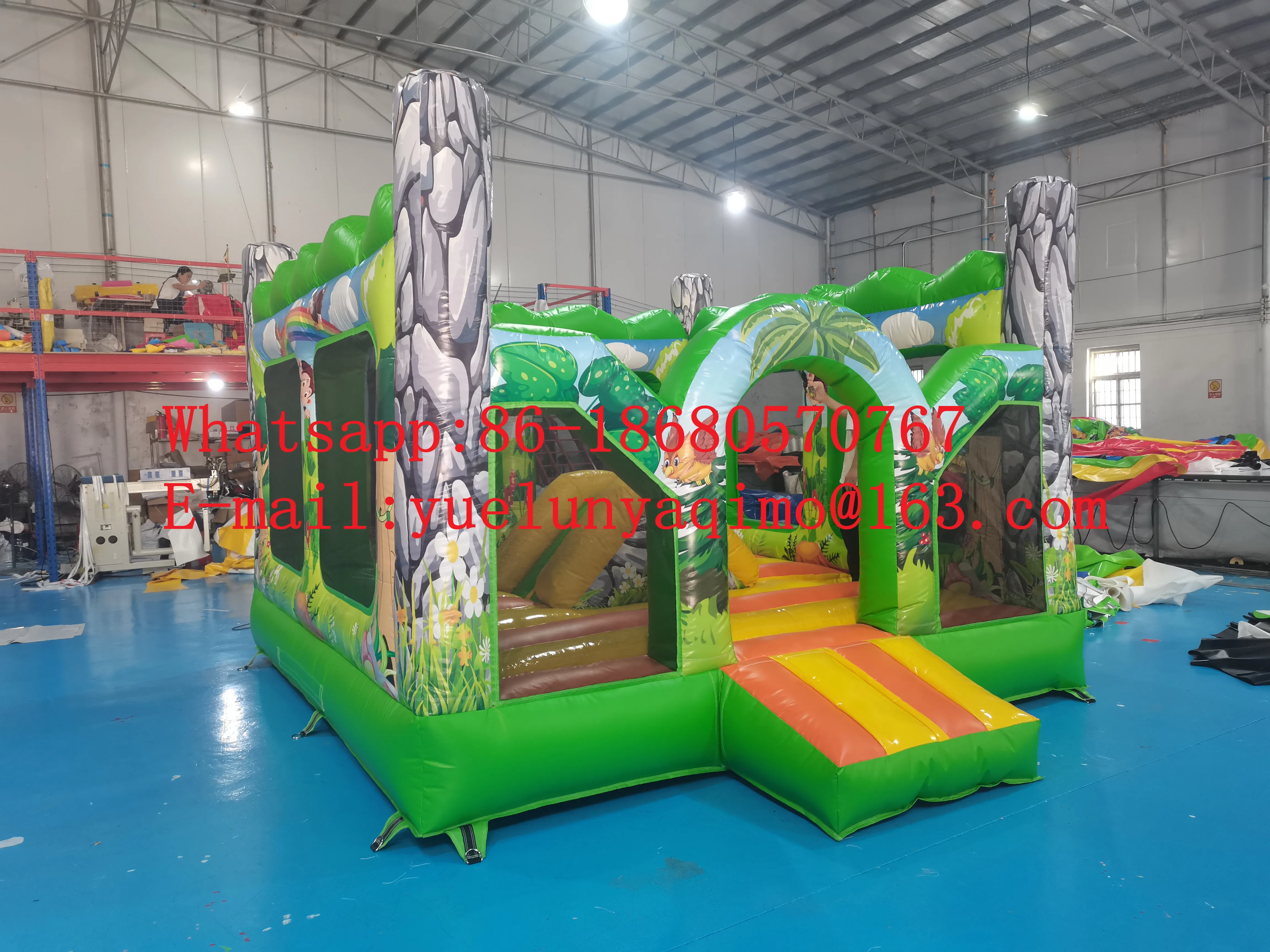 Commercial Hot Sale Indoor and Outdoor Jungle Theme Inflatable Castle Slide Combination YLY-012