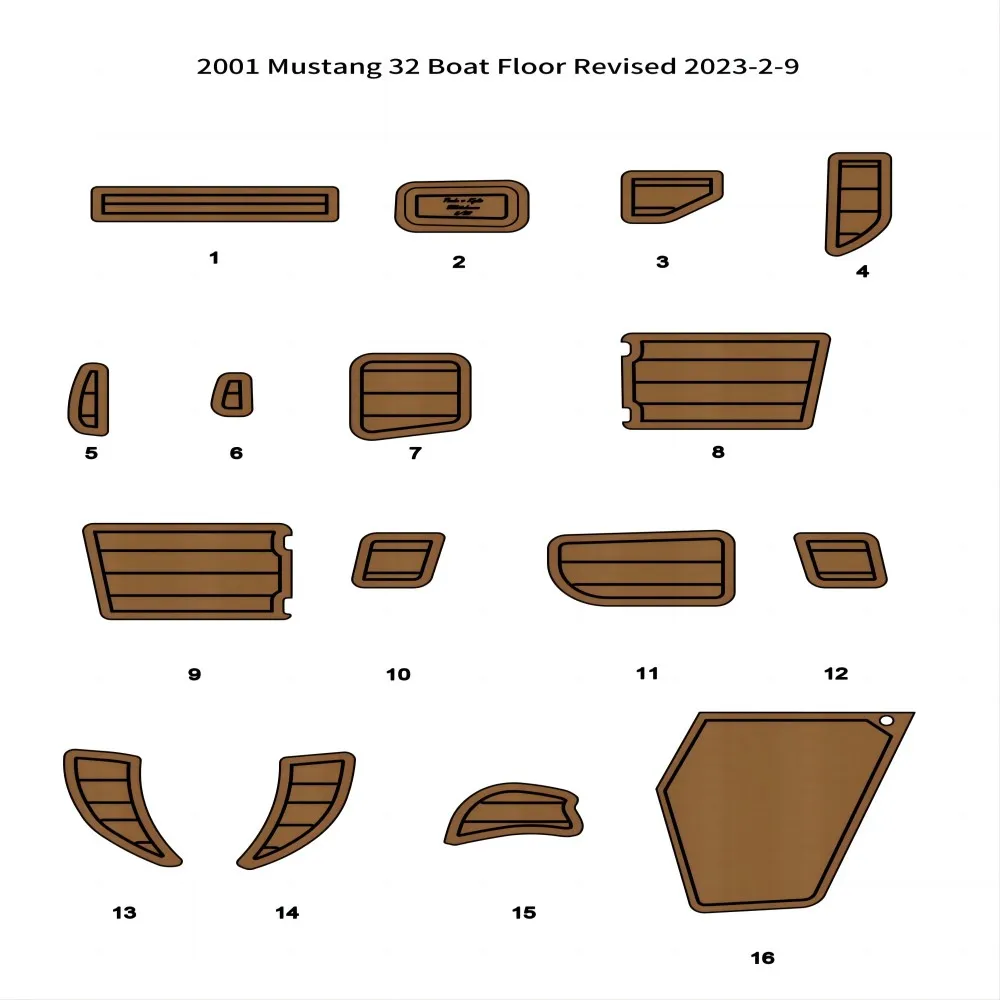 

2001 Mustang 32 Boat Pad EVA Foam Faux Teak Deck Floor Mat With Backing Adhesive