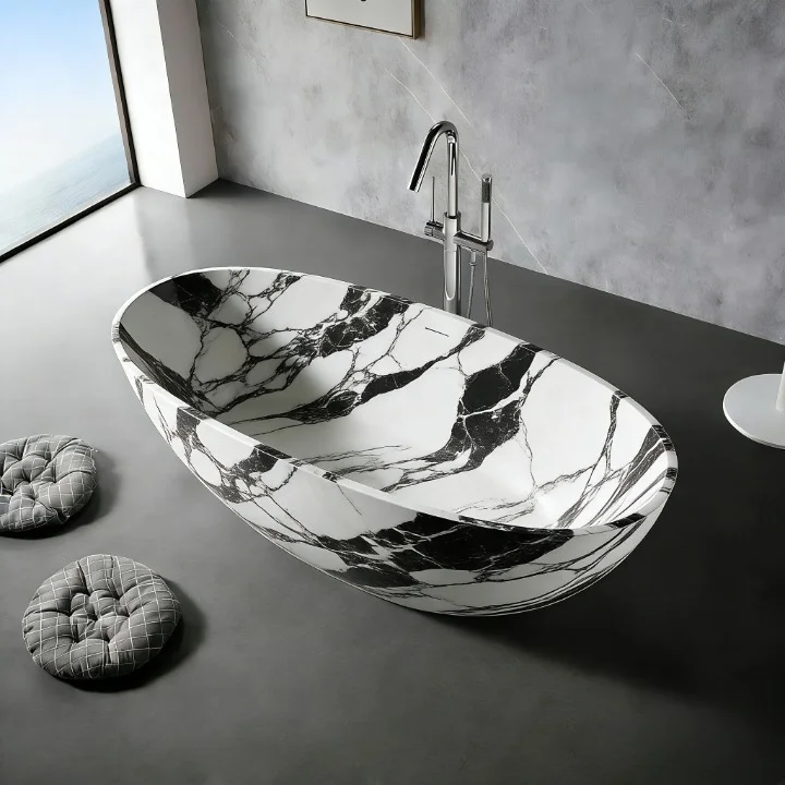 

&c Artificial Stone Bathtubs Outdoor Marble Freestanding Bathtub Customizable for Villa for Hotel High Quality
