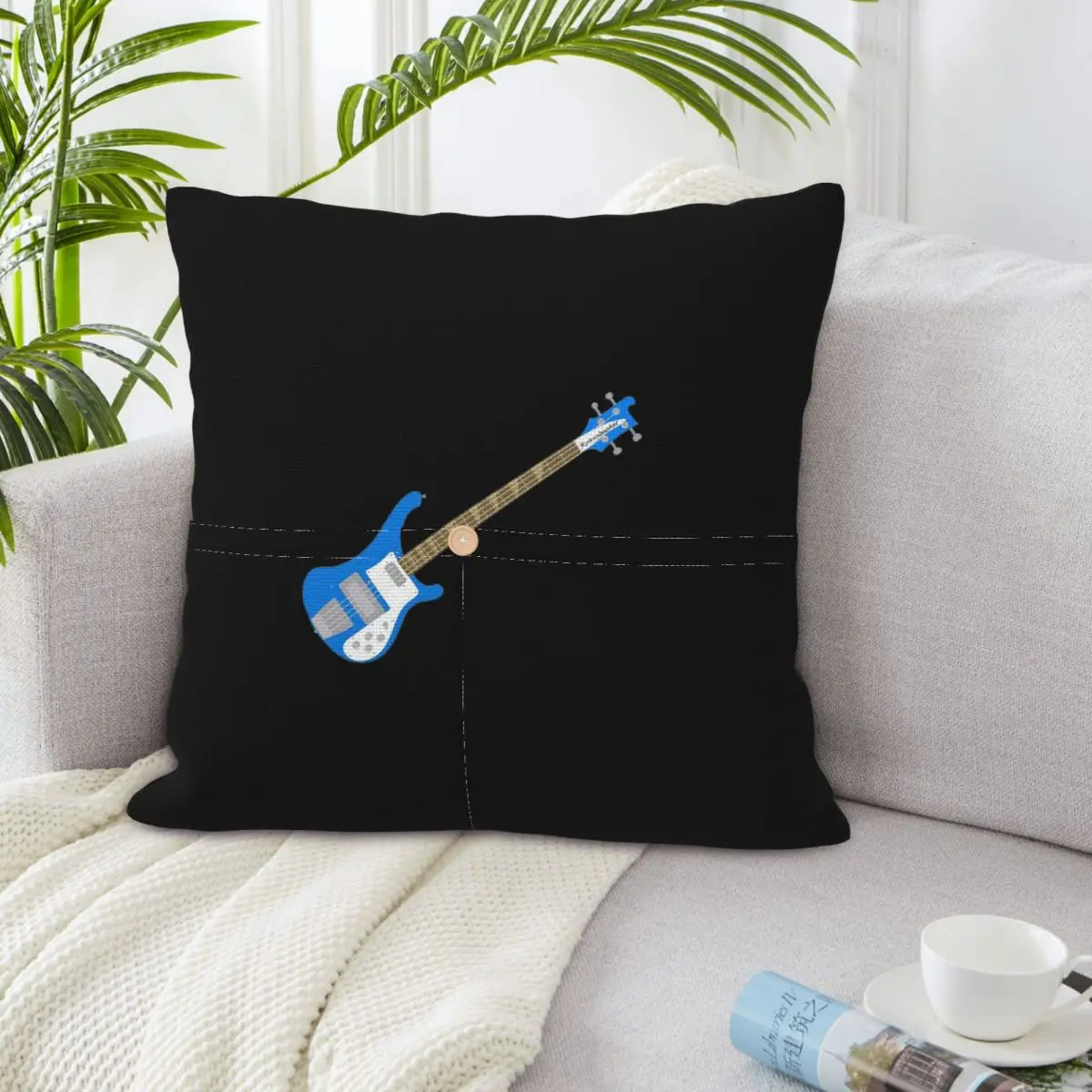 Funda de almohada para guitarra Rickenbacker FLCL azul cobalto para zurdos, funda de cojín decorativa de poliéster para cama, hogar, almohada decorativa cómoda