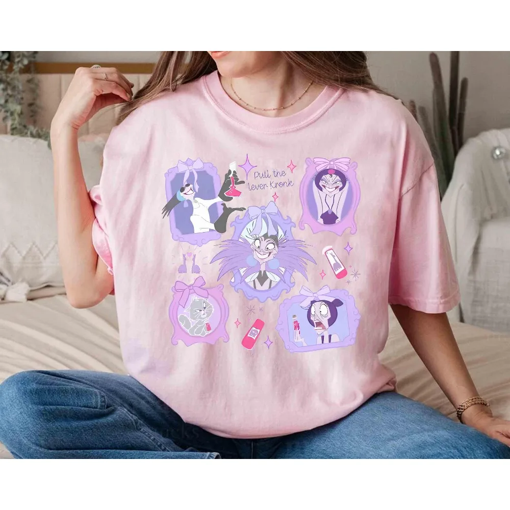 تي شيرت Coquette Disney Villains Yzma، تي شيرت Pull The Lever Kronk، قميص الأخدود الجديد للإمبراطور، عائلة ديزني لاند #2