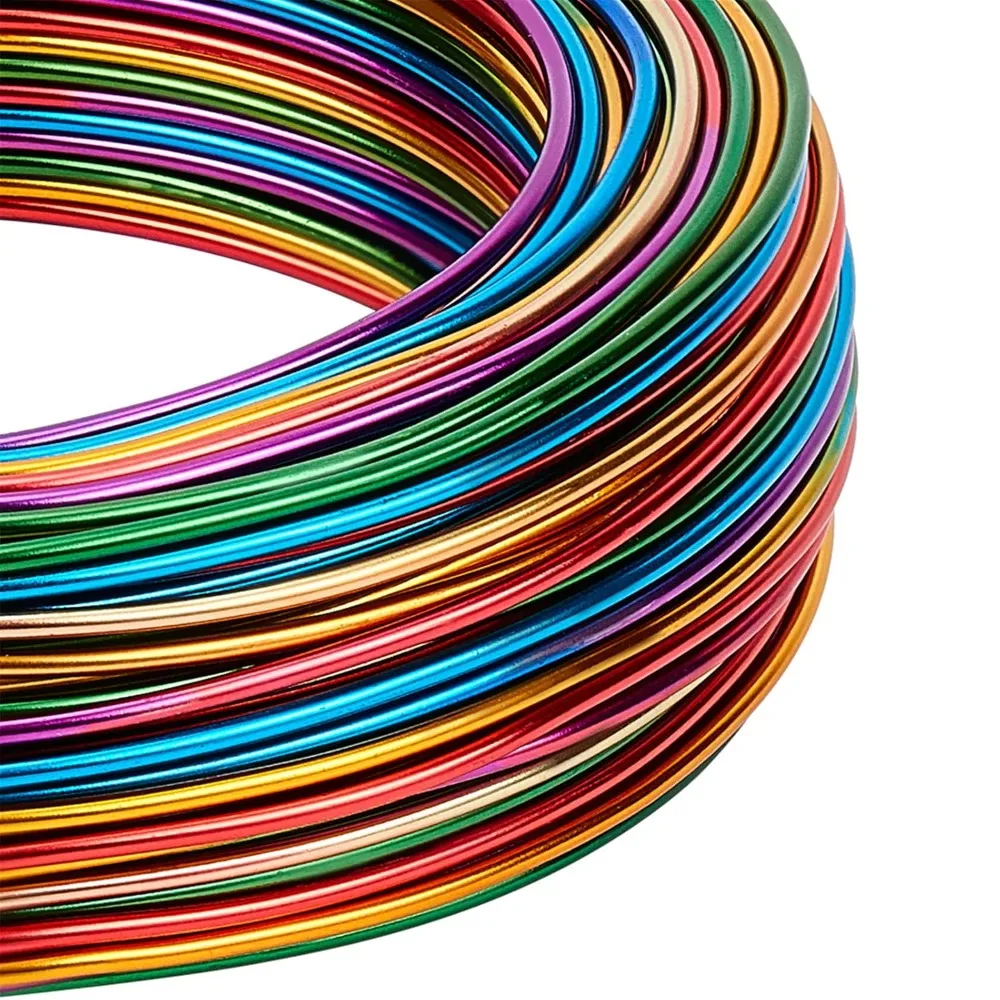 

15 Gauge 136 Feet Multicolor Jewelry Craft Wire Gradient Color Aluminum for Jewelry Beading - Gold Green Red Purple Blue kit