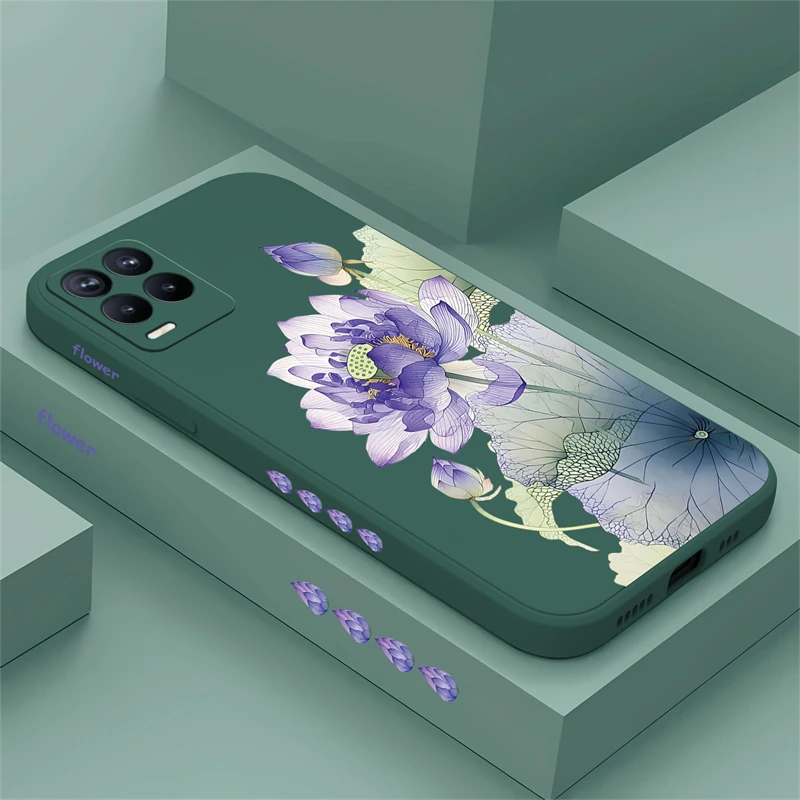 Case For OPPO Realme 11 8 10 Pro Plus Fashion Flower Patten Cover For Realme 9 Pro Plus 9i 8i 8 7 Pro Liquid Matte Back Cover