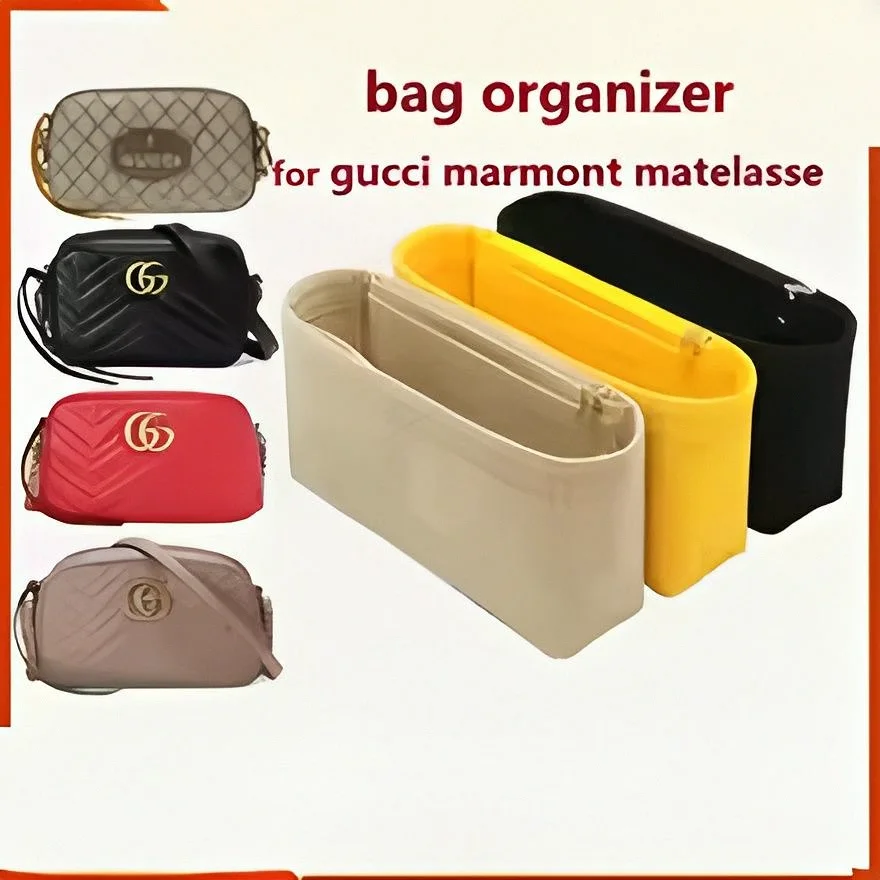 Camera Bag Organizer Insert Fit Marmont Matelasse Felt Handbag Liner Zipper Pocket Purse Inner Storage Shaper Divider