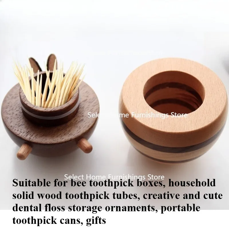 

Suitable for Bee Toothpick Boxes, Solid Wood Creative Cute Dental Floss Storage Ornaments, Portable Toothpick Cans, Gifts