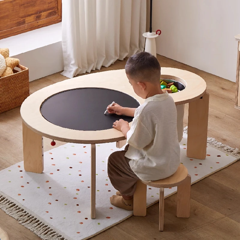 

Multifunctional building block table baby peanut large particle puzzle children's game