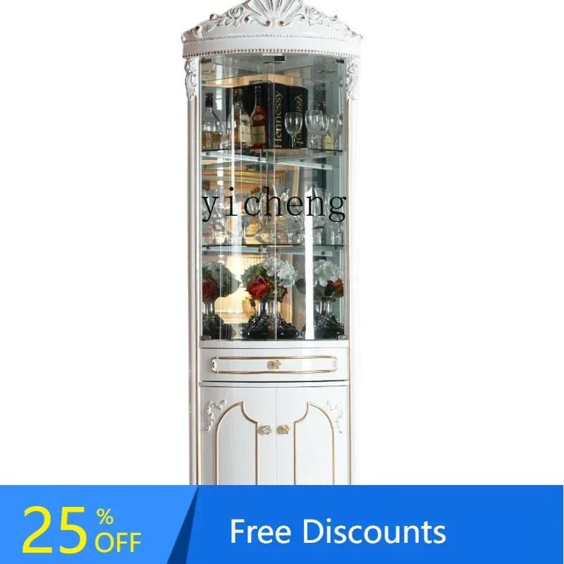 

corner cabinet living room corner rack dining side cabinet white solid wood triangular cabinet