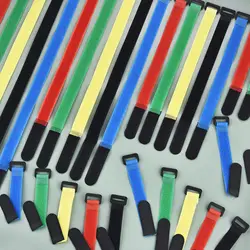 10Pcs Color Reusable Hook Loop Nylon Reverse Straps Fastening Tape Self Adhesive Cable Wire Cord Ties Wrap Bundle Organizer