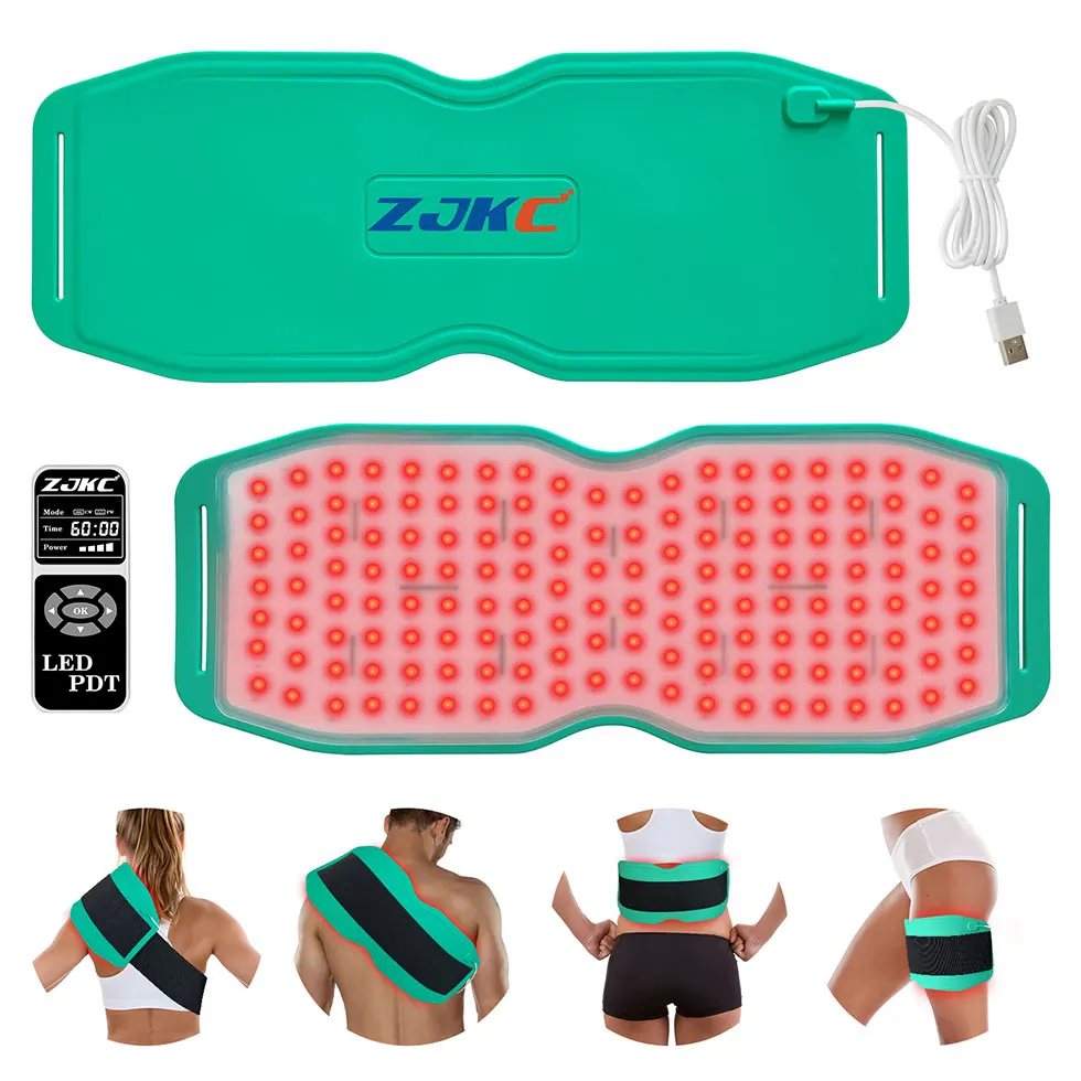 

ZJKC 450LEDs Lipo Wrap Red Light 660nm 850nm 940nm Silicone Infrared Red Light Therapy Belt Foldable Home Use for Sports Injury