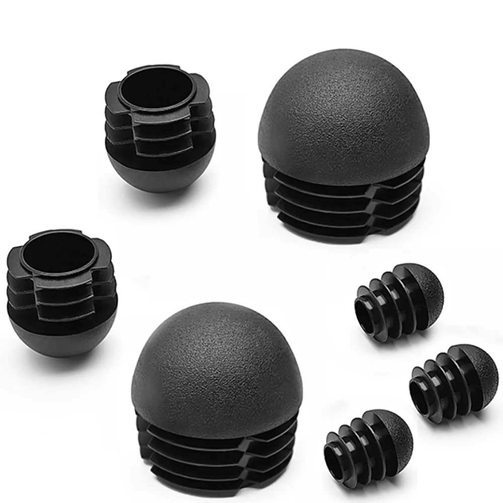 Half Round Screw Caps Pipe Plug Lid Tube Hole Protection End Cap Black Furniture Table Foot Tip Chairs Legs Pad Protector Cover